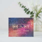 Weddenschap Save the Date Galaxy Nebula Constellat Aankondigingskaart (Staand voorkant)