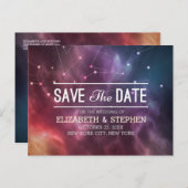Weddenschap Save the Date Galaxy Nebula Constellat Aankondigingskaart (Voorkant / Achterkant)