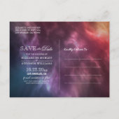 Weddenschap Save the Date Galaxy Nebula Constellat Aankondigingskaart (Achterkant)