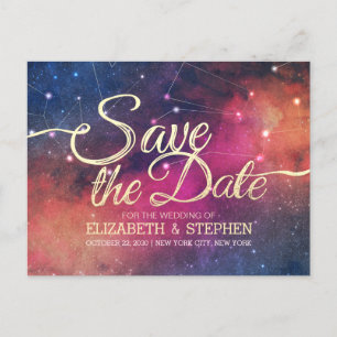 Weddenschap Save the Date Galaxy Nebula Constellat Aankondigingskaart