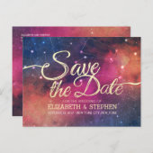 Weddenschap Save the Date Galaxy Nebula Constellat Aankondigingskaart (Voorkant / Achterkant)