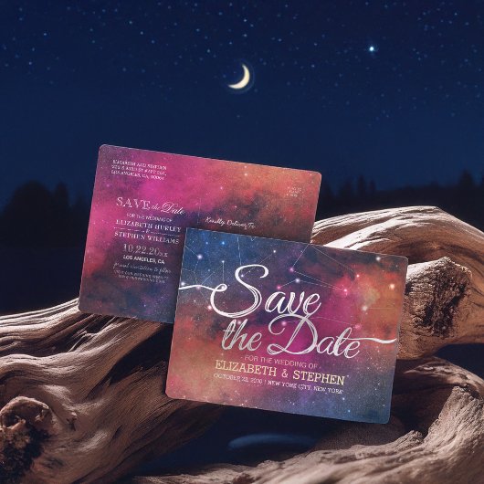 Weddenschap Save the Date Galaxy Nebula Constellat Aankondigingskaart