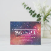 Weddenschap Save the Date Galaxy Nebula Constellat Aankondigingskaart (Staand voorkant)