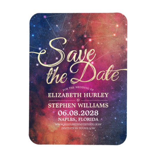 Weddenschap Save the Date Galaxy Nebula Constellat Magneet (Verticaal)