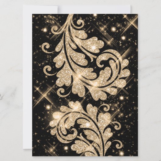 Weddenschap Save The Date Gold Glitter Floral Swir (Achterkant)