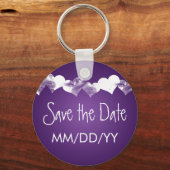 Weddenschap Save the Date Grunge Hearts Paars Sleutelhanger (Voorkant)