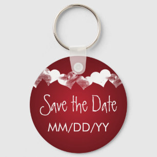 Weddenschap Save the Date Grunge Hearts Red Sleutelhanger