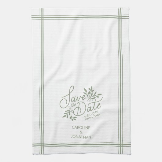 Weddenschap Save the Date Hand Drawn Botanical Flo Theedoek (Verticaal)