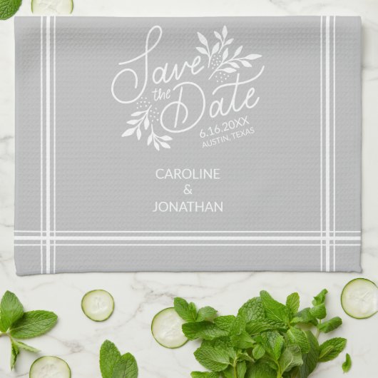 Weddenschap Save the Date Hand Drawn Botanical Flo Theedoek (Gevouwen)