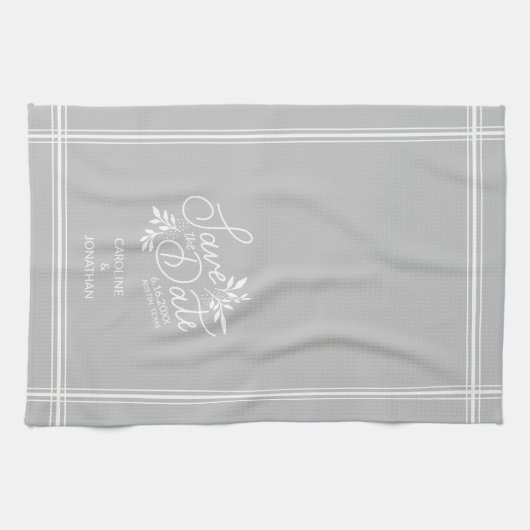 Weddenschap Save the Date Hand Drawn Botanical Flo Theedoek (Horizontaal)