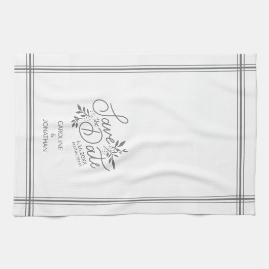 Weddenschap Save the Date Hand Drawn Botanical Flo Theedoek (Horizontaal)