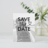 Weddenschap Save the Date Heart Script Photo Aankondigingskaart (Staand voorkant)