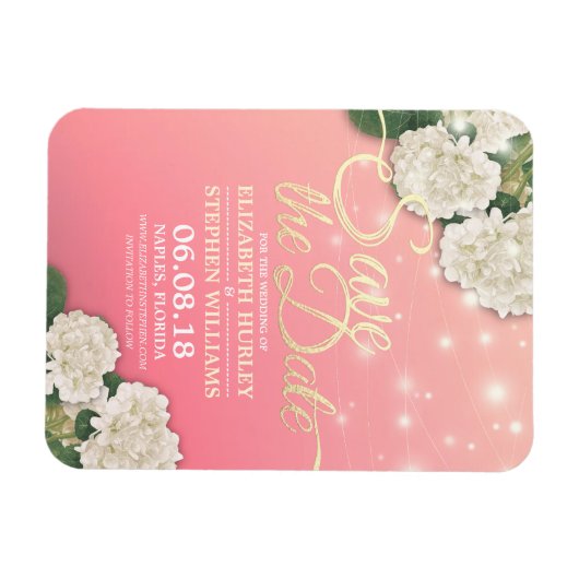 Weddenschap Save the Date Hydrangea Flowers Light Magneet (Horizontaal)