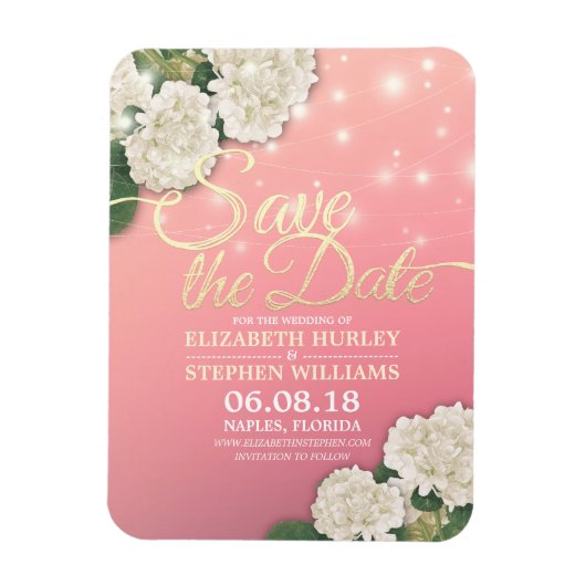 Weddenschap Save the Date Hydrangea Flowers Light  Magneet (Verticaal)