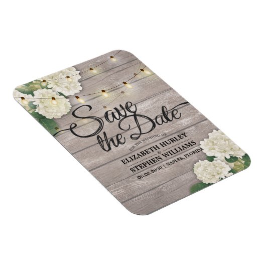 Weddenschap Save the Date Hydrangea String Lights  Magneet (Rechterzijde)