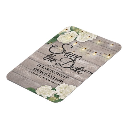 Weddenschap Save the Date Hydrangea String Lights  Magneet (Linkerzijde)