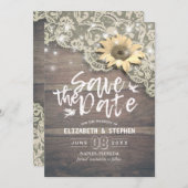 Weddenschap Save The Date Lace Sunflower Wood Lich (Voorkant / Achterkant)