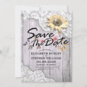 Weddenschap Save The Date Lace Sunflower Wood Lich (Voorkant)