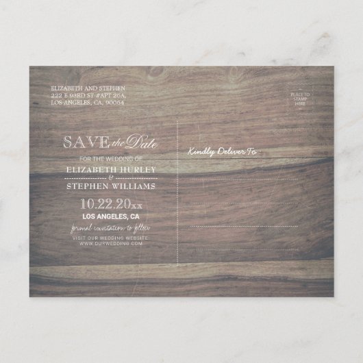Weddenschap Save The Date Lace Sunflower Wood Lich Aankondigingskaart (Achterkant)