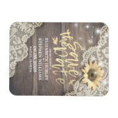 Weddenschap Save The Date Lace Sunflower Wood Lich Magneet (Horizontaal)