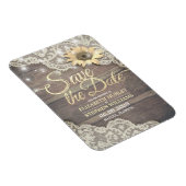Weddenschap Save The Date Lace Sunflower Wood Lich Magneet (Rechterzijde)