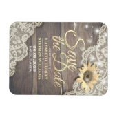 Weddenschap Save The Date Lace Sunflower Wood Lich Magneet (Horizontaal)