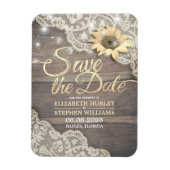 Weddenschap Save The Date Lace Sunflower Wood Lich Magneet (Verticaal)