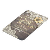 Weddenschap Save The Date Lace Sunflower Wood Lich Magneet (Linkerzijde)