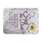 Weddenschap Save The Date Lace Sunflower Wood Lich Magneet (Horizontaal)