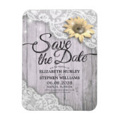 Weddenschap Save The Date Lace Sunflower Wood Lich Magneet (Verticaal)