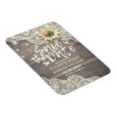 Weddenschap Save The Date Lace Sunflower Wood Lich Magneet (Rechterzijde)