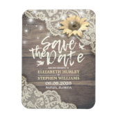 Weddenschap Save The Date Lace Sunflower Wood Lich Magneet (Verticaal)