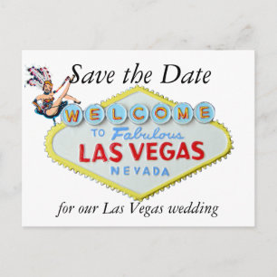 Weddenschap Save the Date Las Vegas Sign and Showg Aankondigingskaart