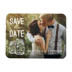 Weddenschap Save the Date Mason Jar Light Photo Ma Magneet