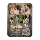 Weddenschap Save The Date Mason Jars Wood Photo Ma Magneet (Verticaal)