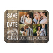 Weddenschap Save The Date Mason Jars Wood Photo Ma Magneet (Horizontaal)