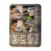 Weddenschap Save The Date Mason Jars Wood Photo Ma Magneet (Verticaal)