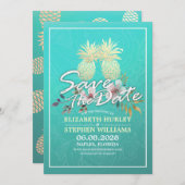 Weddenschap Save the Date Modern Gold Pineapple Co (Voorkant / Achterkant)