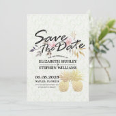Weddenschap Save the Date Modern Gold Pineapple Co (Staand voorkant)