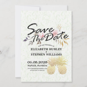 Weddenschap Save the Date Modern Gold Pineapple Co