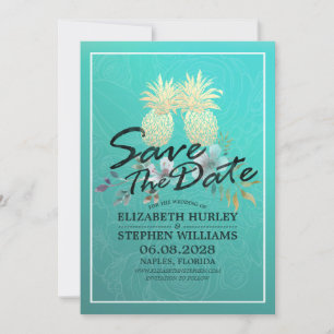 Weddenschap Save the Date Modern Gold Pineapple Co