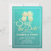 Weddenschap Save the Date Modern Gold Pineapple Co (Voorkant)