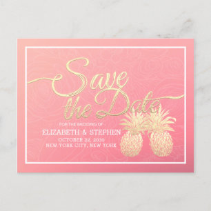 Weddenschap Save the Date Modern Gold Pineapple Co Aankondigingskaart