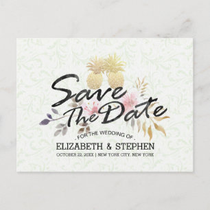 Weddenschap Save the Date Modern Gold Pineapple Co Aankondigingskaart