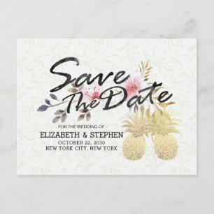 Weddenschap Save the Date Modern Gold Pineapple Co Aankondigingskaart
