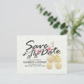 Weddenschap Save the Date Modern Gold Pineapple Co Aankondigingskaart (Staand voorkant)