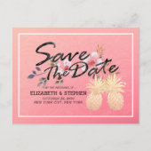 Weddenschap Save the Date Modern Gold Pineapple Co Aankondigingskaart (Voorkant)