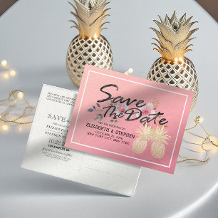 Weddenschap Save the Date Modern Gold Pineapple Co Aankondigingskaart