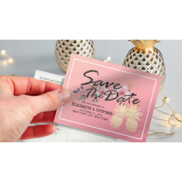 Weddenschap Save the Date Modern Gold Pineapple Co Aankondigingskaart