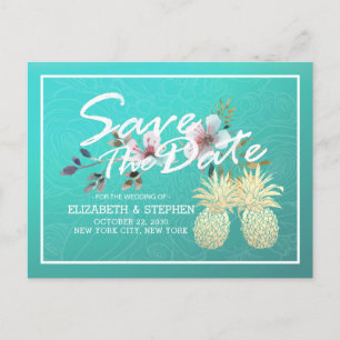 Weddenschap Save the Date Modern Gold Pineapple Co Aankondigingskaart